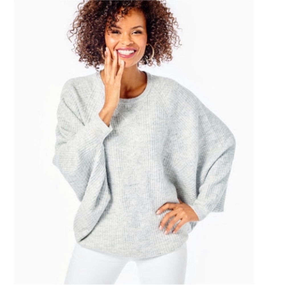 Lilly Pulitzer Arienza Sweater Grey Dolman‎ Sleeve Pullover XS